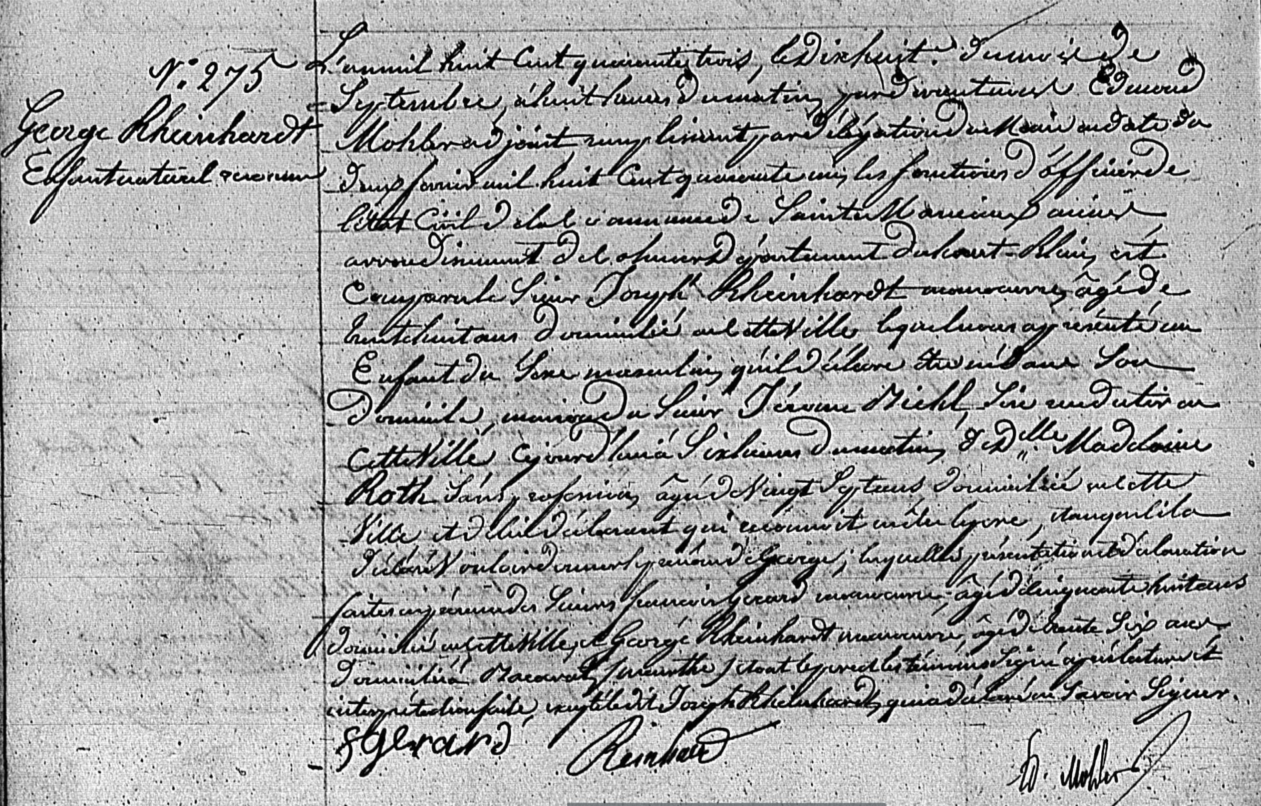 George Rheinhardt birth record 1843