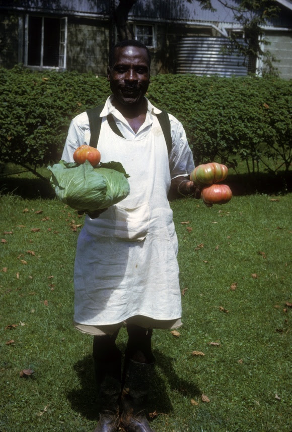 Javan the cook with vegetables from the garden