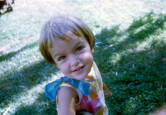 Small girl in a print dress