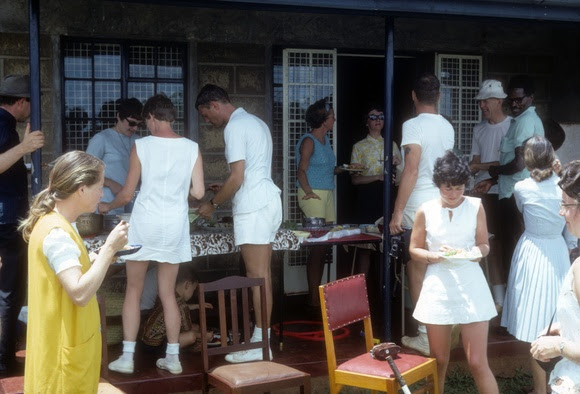 Outdoor lunch in tennis apparel